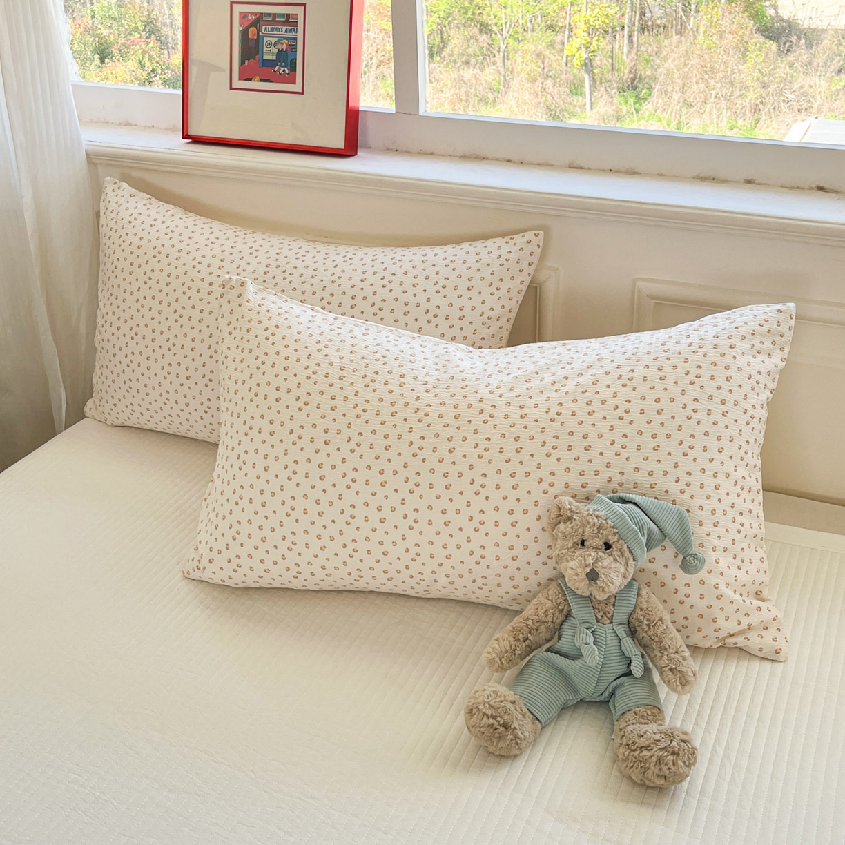 91家纺网 家纺一手货源 找家纺 一加一 2026新款皱皱纱绣花三角针大豆夏被夏凉被空调被三件套 豹纹小猫