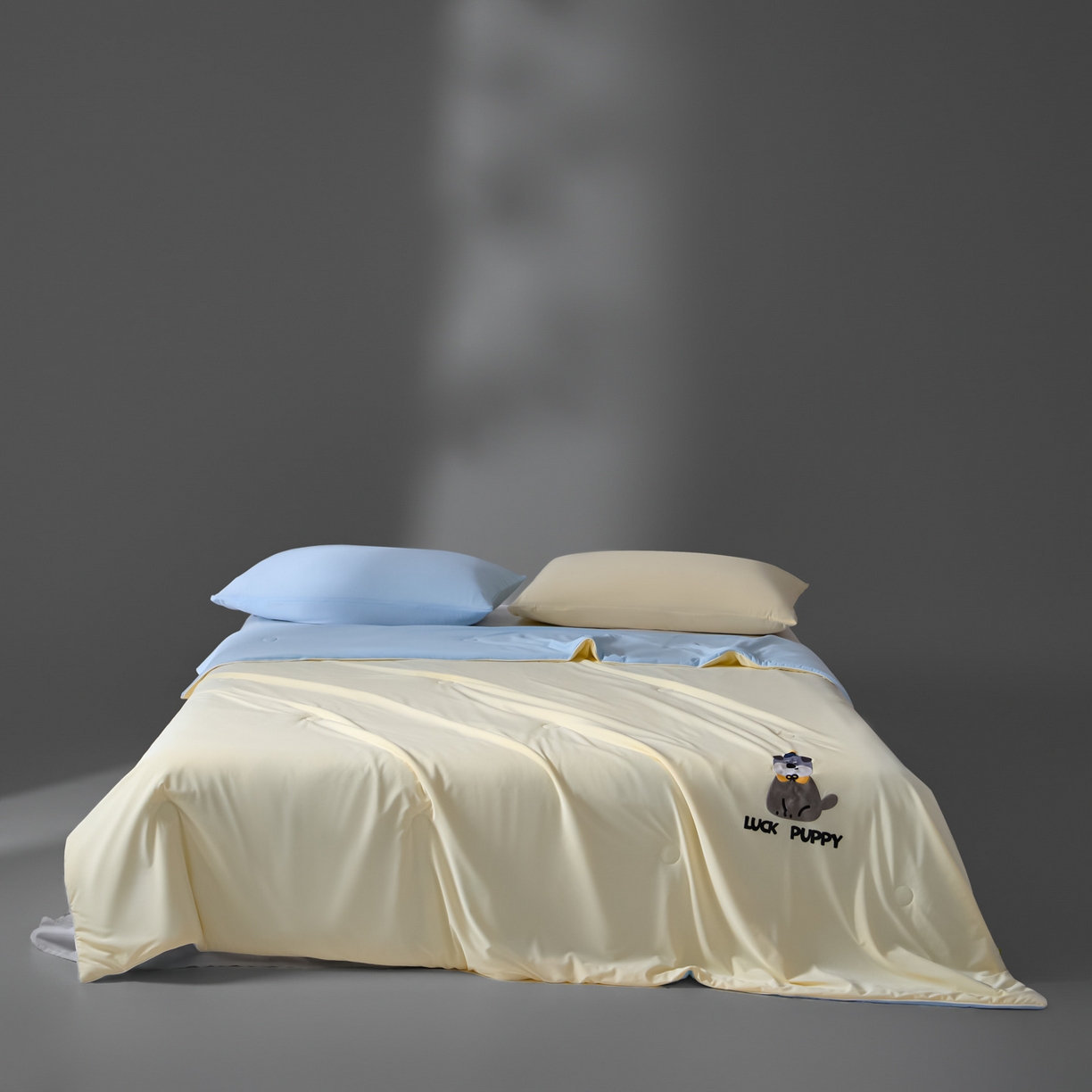 91家纺网 家纺一手货源 找家纺 一加一 2026新款凉感冰皮冰蚕被夏被夏凉被空调被 灰绒仔