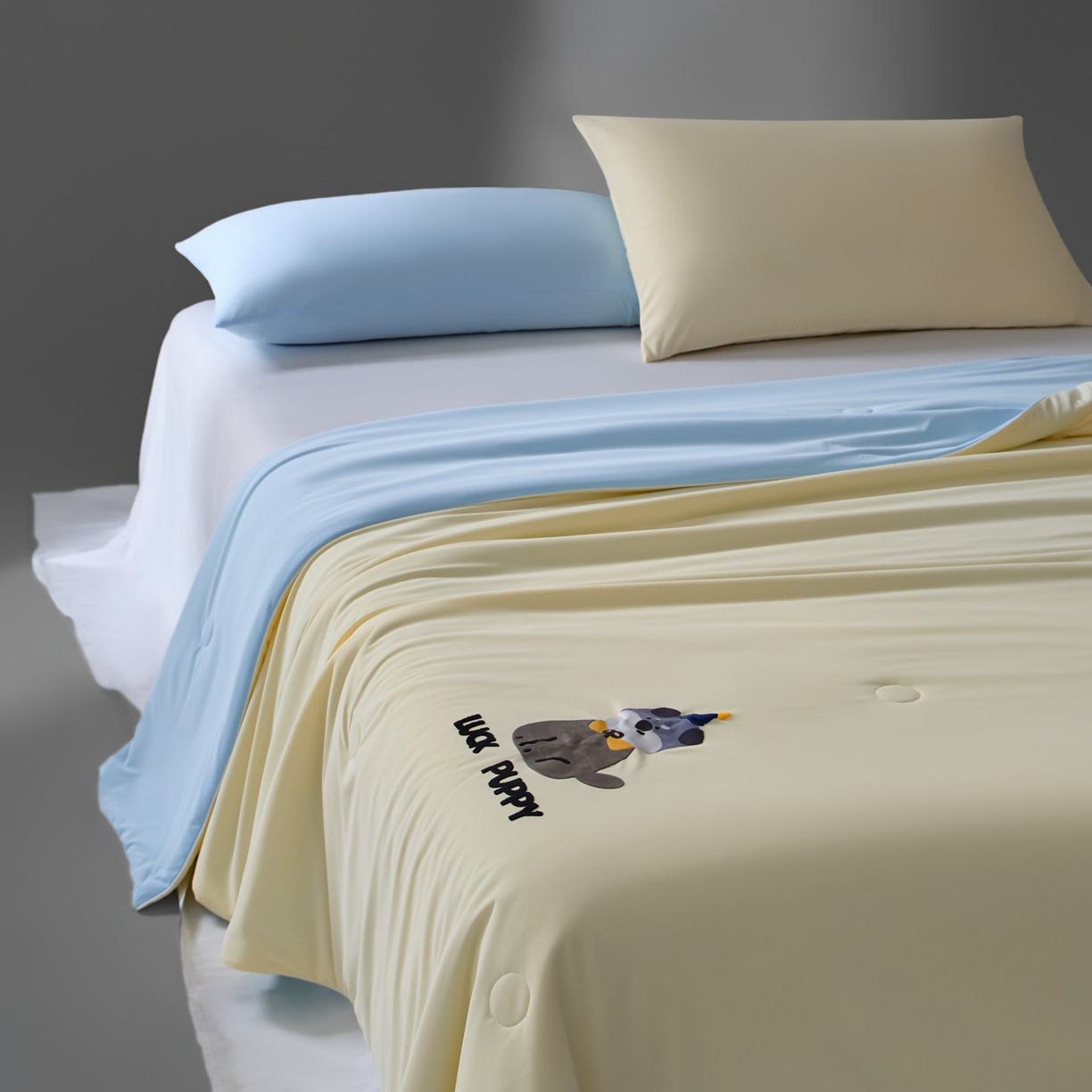 91家纺网 家纺一手货源 找家纺 一加一 2026新款凉感冰皮冰蚕被夏被夏凉被空调被 灰绒仔