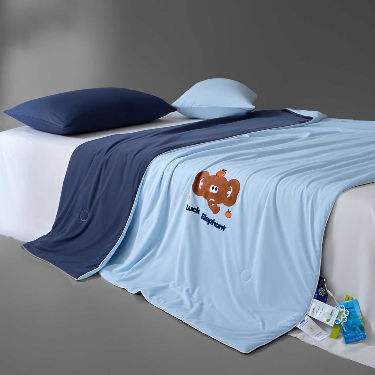 91家纺网 家纺一手货源 找家纺 一加一 2026新款凉感冰皮冰蚕被夏被夏凉被空调被 柿柿如意象