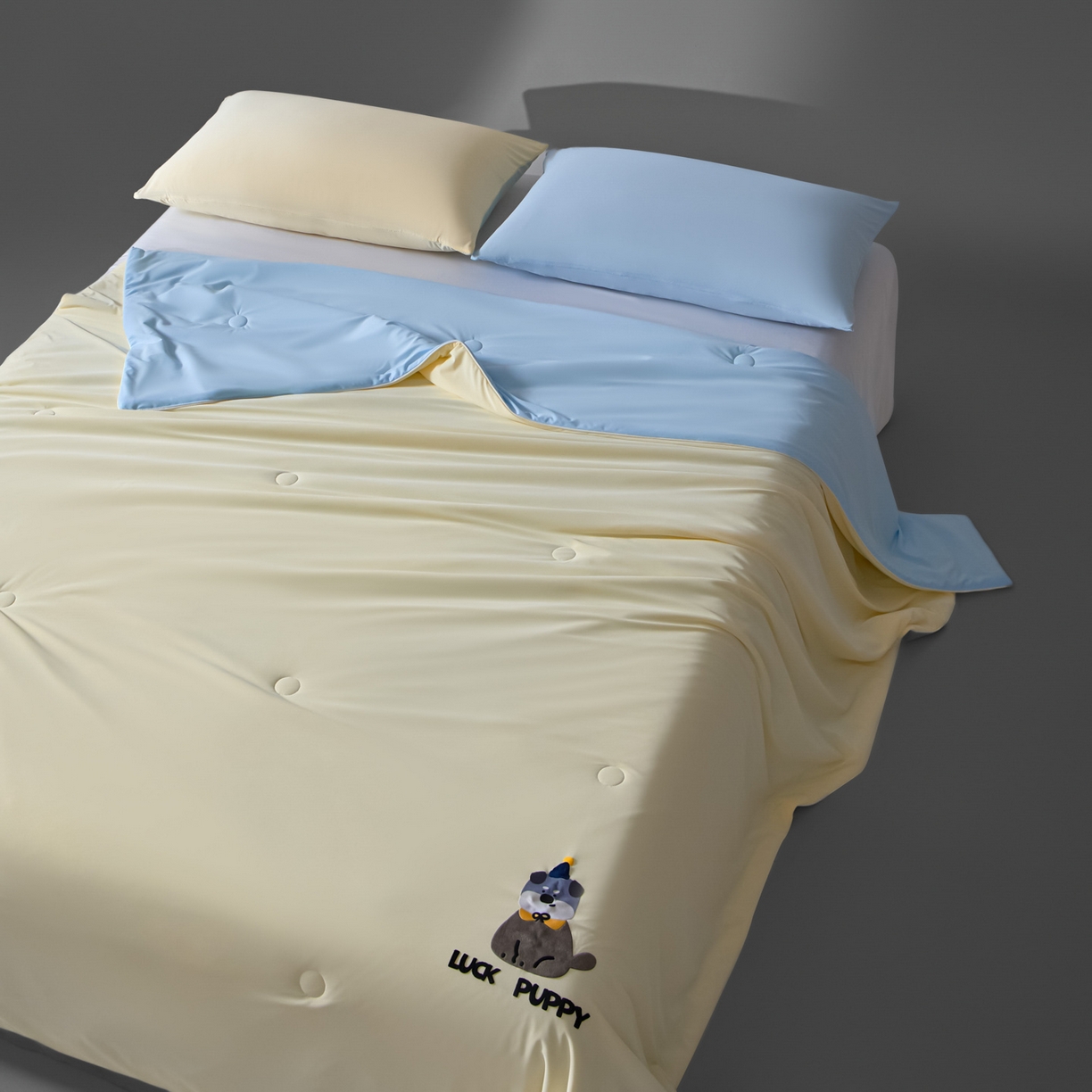 91家纺网 家纺一手货源 找家纺 一加一 2026新款凉感冰皮冰蚕被夏被夏凉被空调被 灰绒仔