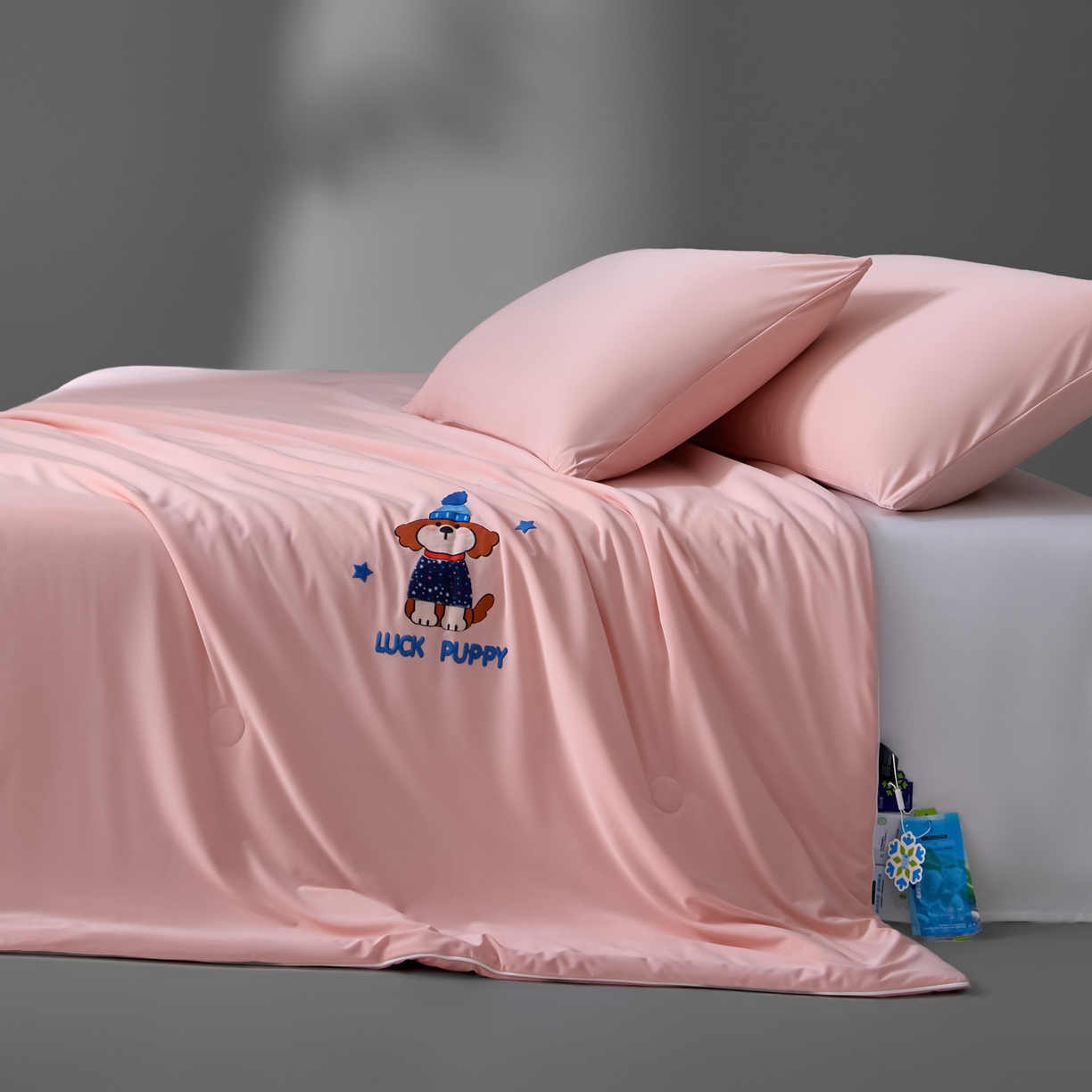 91家纺网 家纺一手货源 找家纺 一加一 2026新款凉感冰皮冰蚕被夏被夏凉被空调被 蓝裳福仔