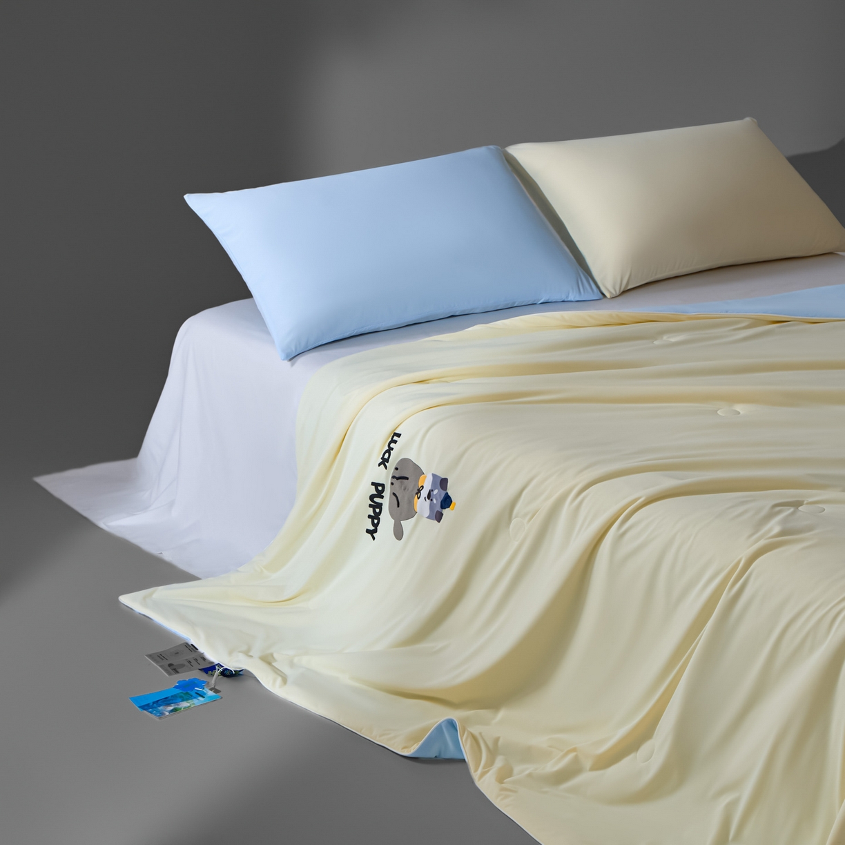 91家纺网 家纺一手货源 找家纺 一加一 2026新款凉感冰皮冰蚕被夏被夏凉被空调被 灰绒仔