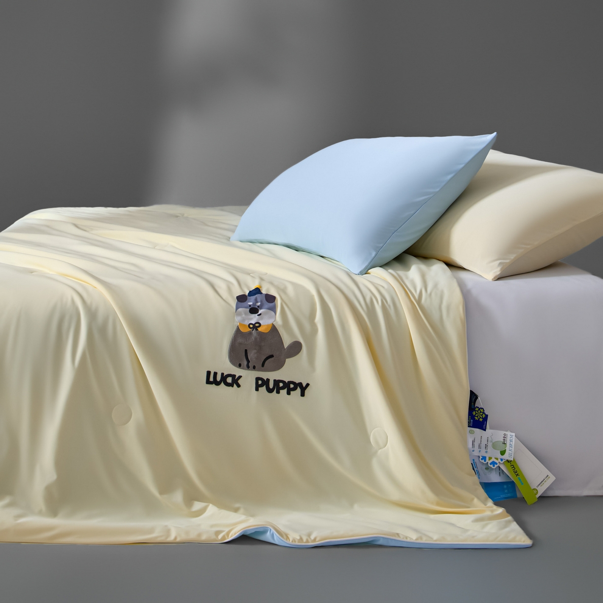 91家纺网 家纺一手货源 找家纺 一加一 2026新款凉感冰皮冰蚕被夏被夏凉被空调被 灰绒仔