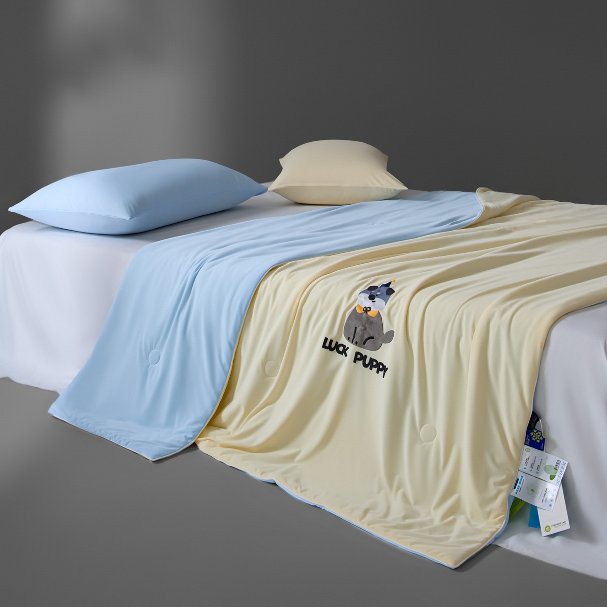 91家纺网 家纺一手货源 找家纺 一加一 2026新款凉感冰皮冰蚕被夏被夏凉被空调被 灰绒仔