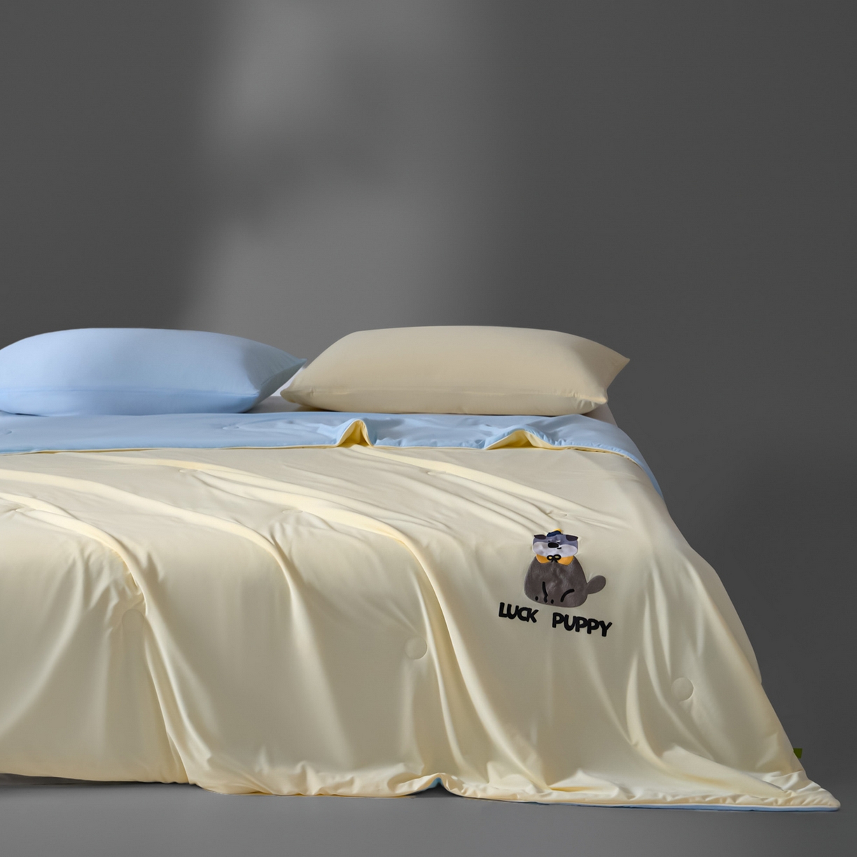 91家纺网 家纺一手货源 找家纺 一加一 2026新款凉感冰皮冰蚕被夏被夏凉被空调被 灰绒仔