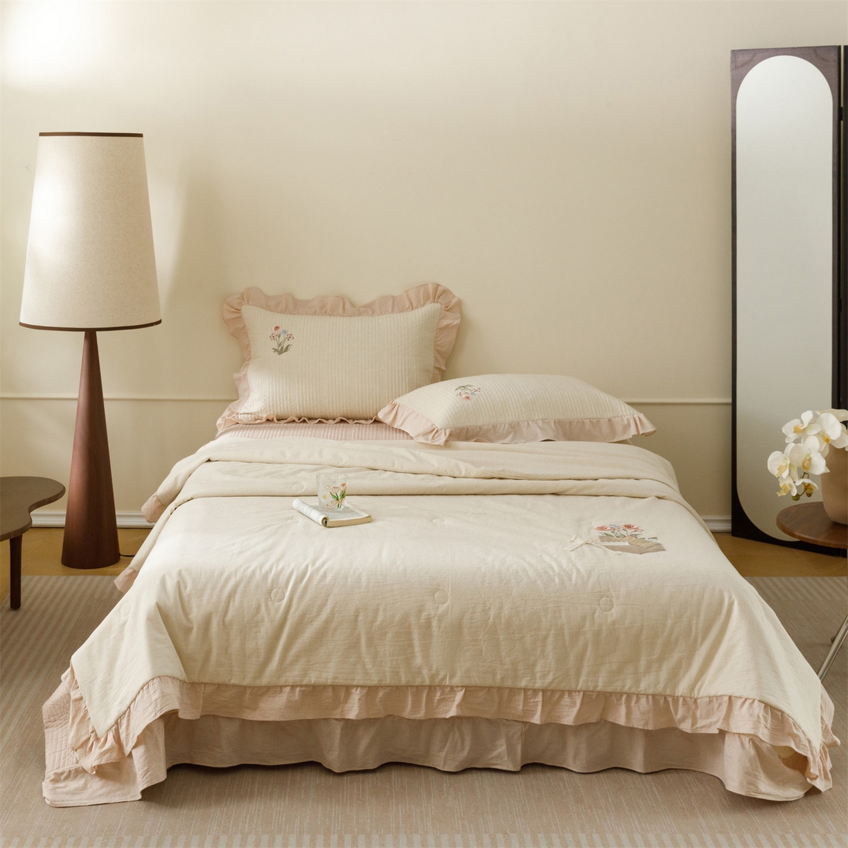 91家纺网 家纺一手货源 找家纺 （总）瑞米家居 2026新款棉麻床盖夏被四件套-繁花