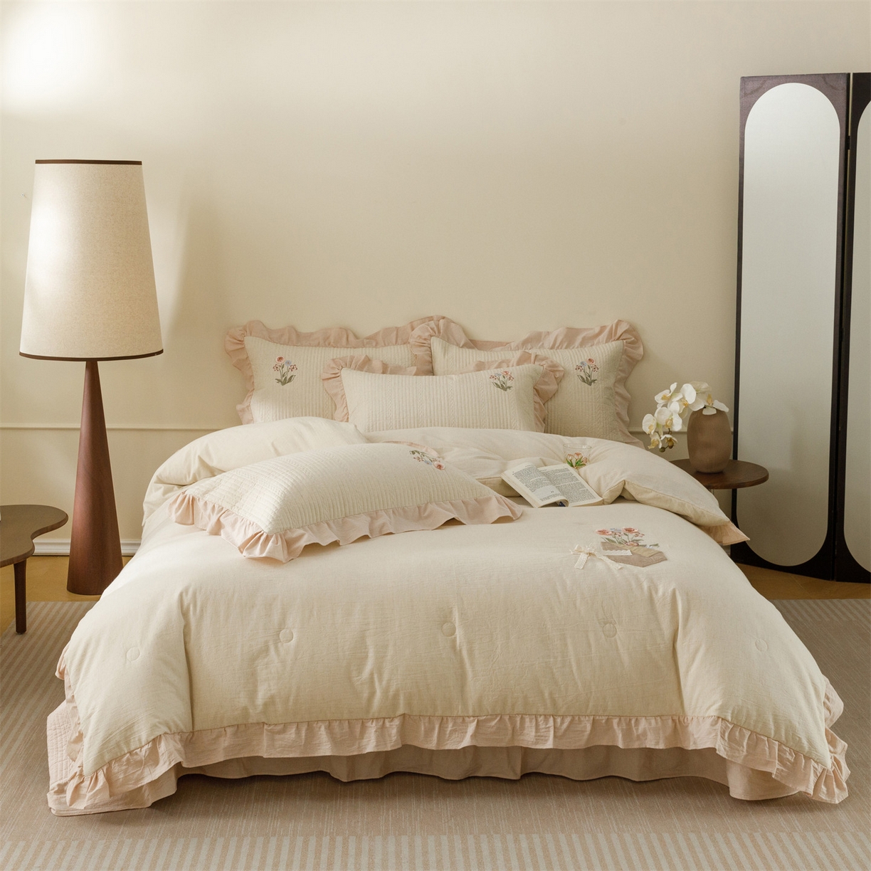 91家纺网 家纺一手货源 找家纺 （总）瑞米家居 2026新款棉麻床盖夏被四件套-繁花