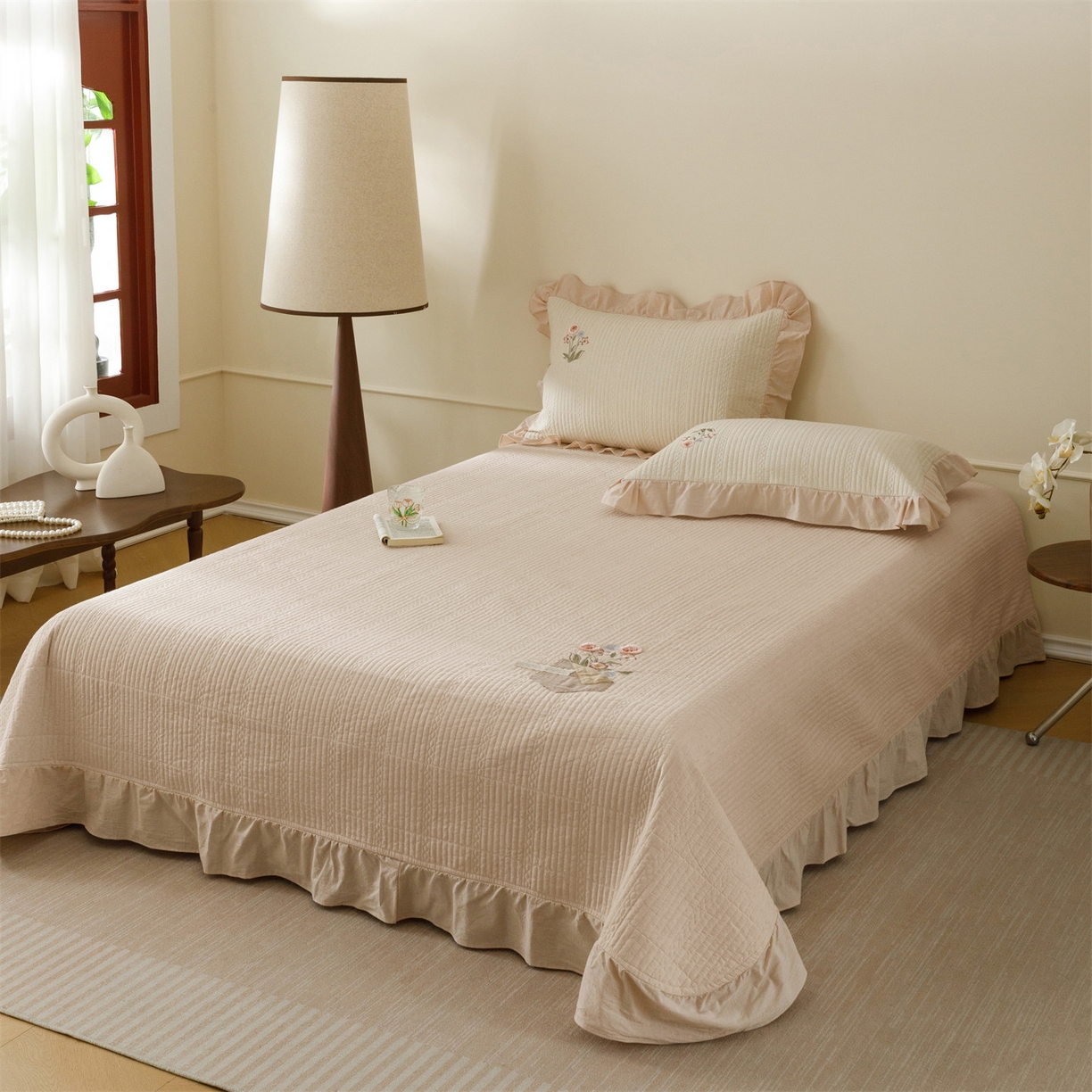 91家纺网 家纺一手货源 找家纺 （总）瑞米家居 2026新款棉麻床盖夏被四件套-繁花