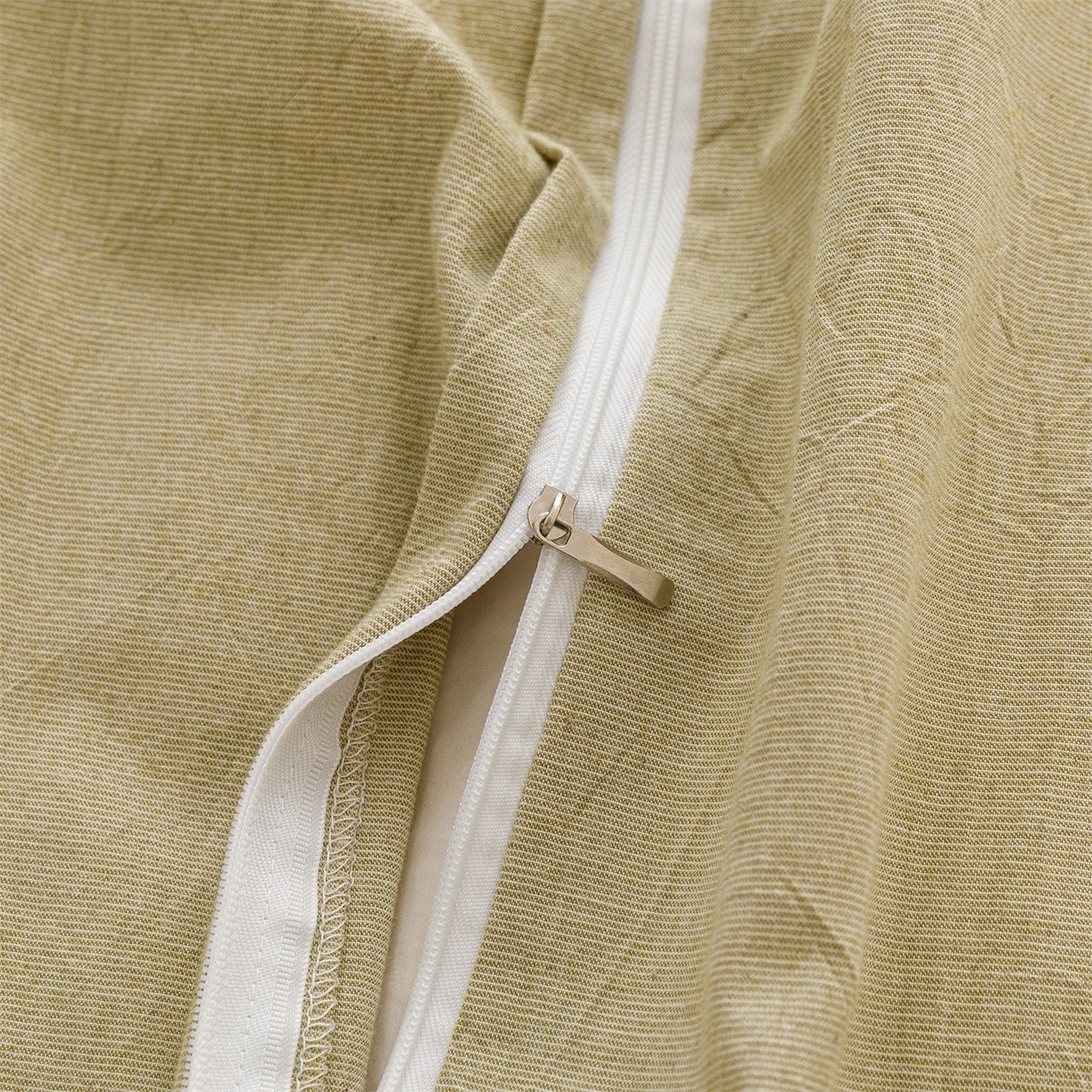 91家纺网 家纺一手货源 找家纺 瑞米家居 2026新款棉麻床盖夏被四件套-繁花 繁花-芥末绿