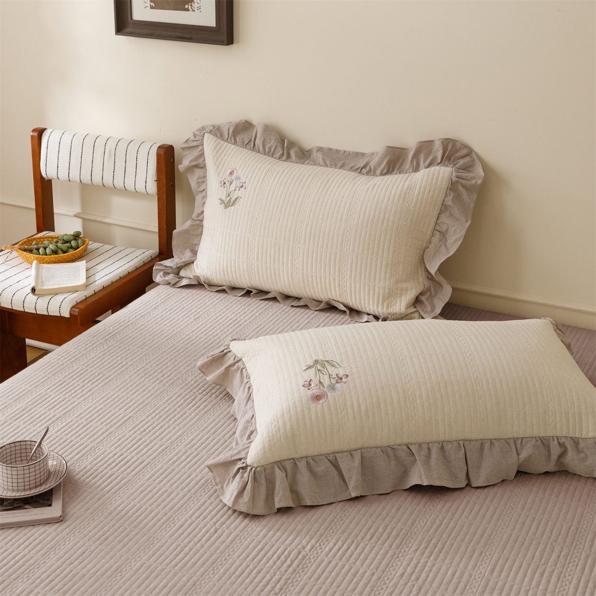 91家纺网 家纺一手货源 找家纺 瑞米家居 2026新款棉麻床盖夏被四件套-繁花 繁花-香芋紫