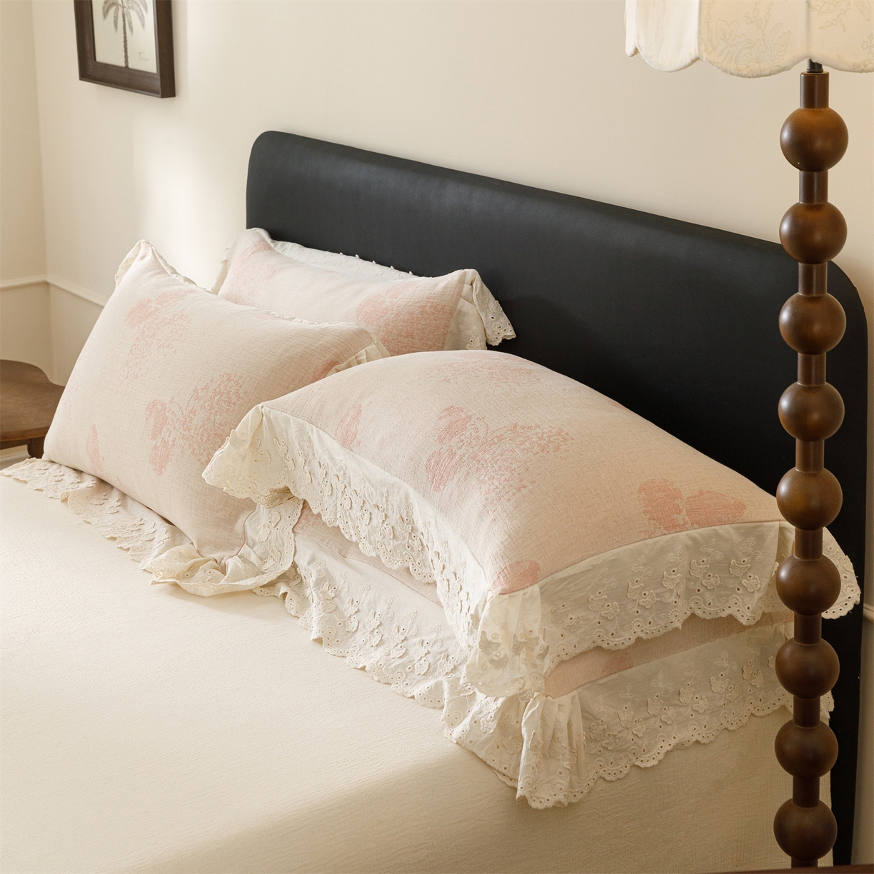 91家纺网 家纺一手货源 找家纺 （总）瑞米家居 2026新款A类棉麻提花花边款四件套-翩然乐语