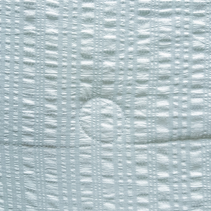 91家纺网 家纺一手货源 找家纺 仟网汇 2026新款赫本纯色泡泡纱花边款夏被夏凉被空调被四件套 天空蓝