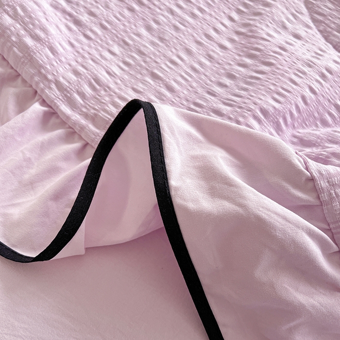 91家纺网 家纺一手货源 找家纺 仟网汇 2026新款赫本纯色泡泡纱花边款夏被夏凉被空调被四件套 香芋紫