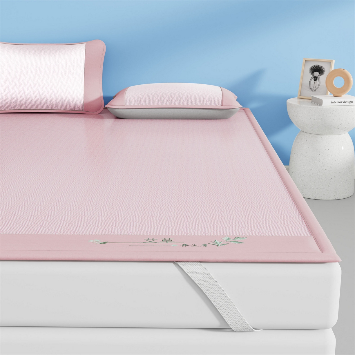 91家纺网 家纺一手货源 找家纺 （总）欧妮家纺 2026新款艾草凉感饼干花冰丝凉席席子凉席