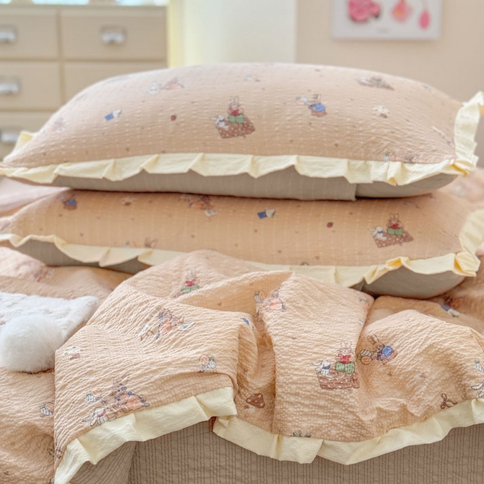 91家纺网 家纺一手货源 找家纺 （总）迪梦姿家纺 2026新款泡芙纱花边款夏被四件套-款式二