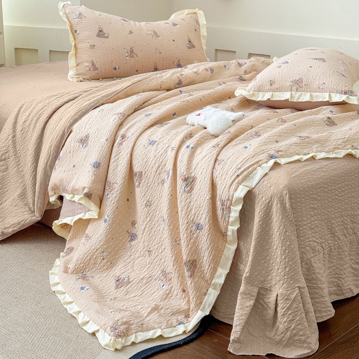 91家纺网 家纺一手货源 找家纺 （总）迪梦姿家纺 2026新款泡芙纱花边款夏被四件套-款式二