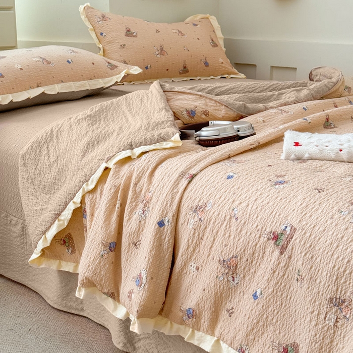 91家纺网 家纺一手货源 找家纺 （总）迪梦姿家纺 2026新款泡芙纱花边款夏被四件套-款式二