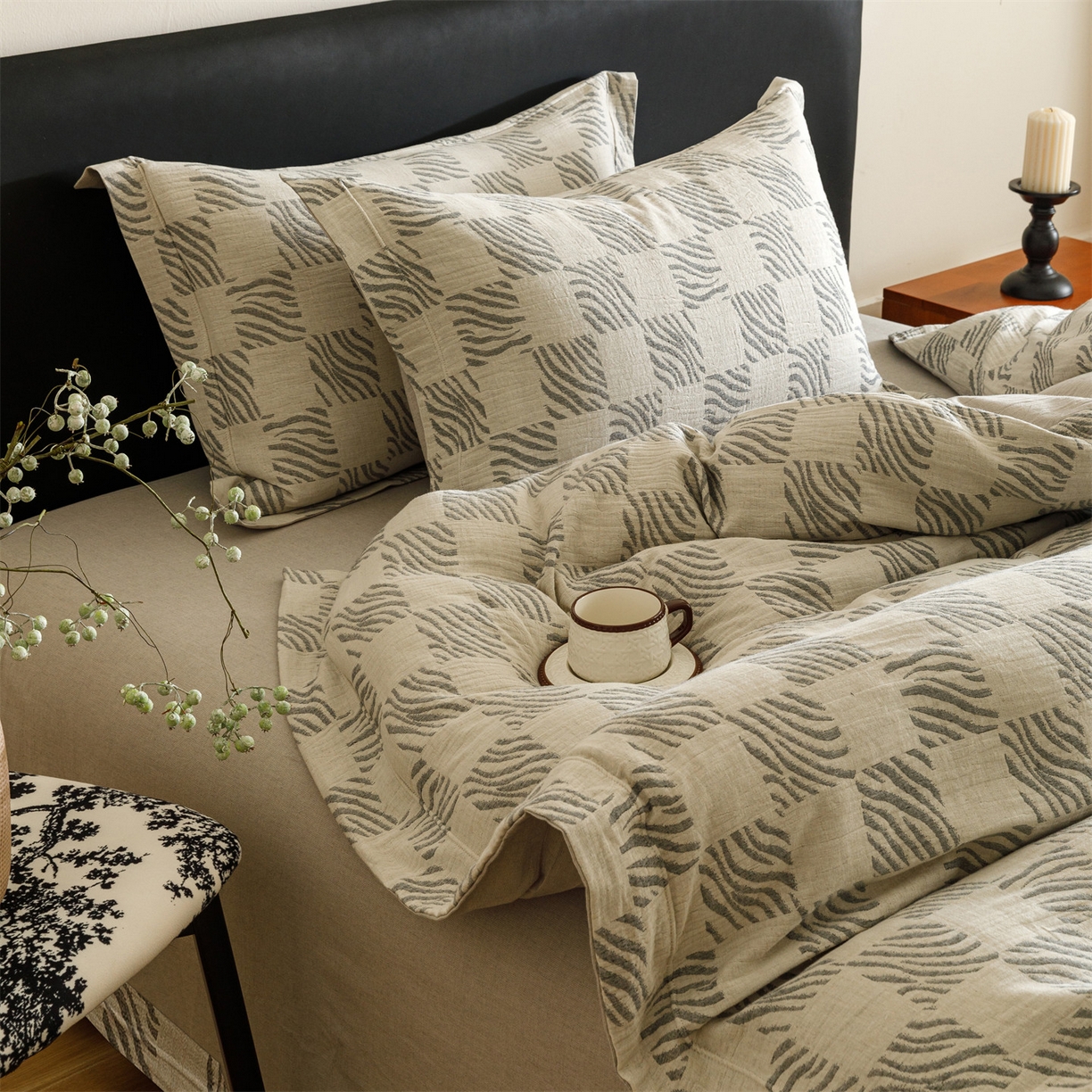 91家纺网 家纺一手货源 找家纺 （总）瑞米家居 2026新款埋绳款棉麻四件套-简物纯质