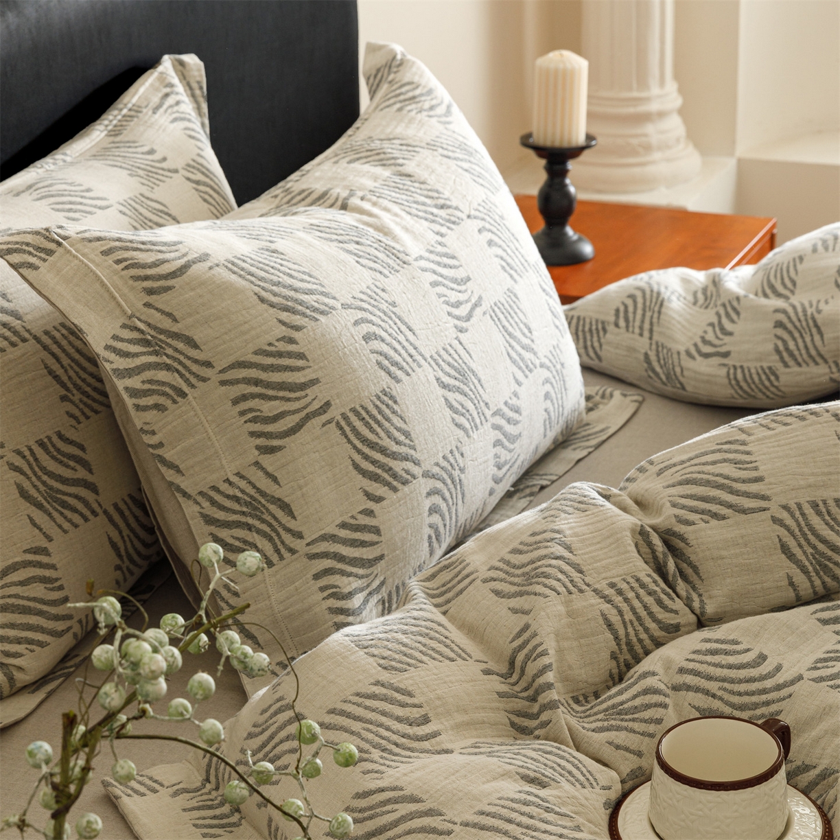 91家纺网 家纺一手货源 找家纺 （总）瑞米家居 2026新款埋绳款棉麻四件套-简物纯质