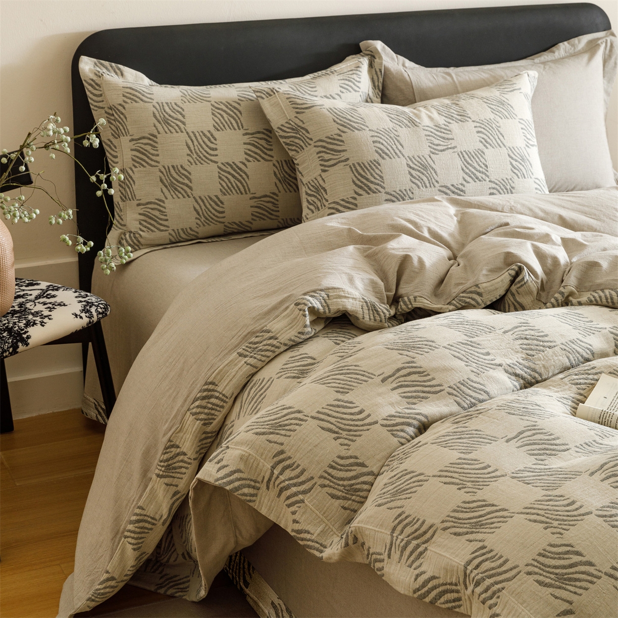 91家纺网 家纺一手货源 找家纺 （总）瑞米家居 2026新款埋绳款棉麻四件套-简物纯质