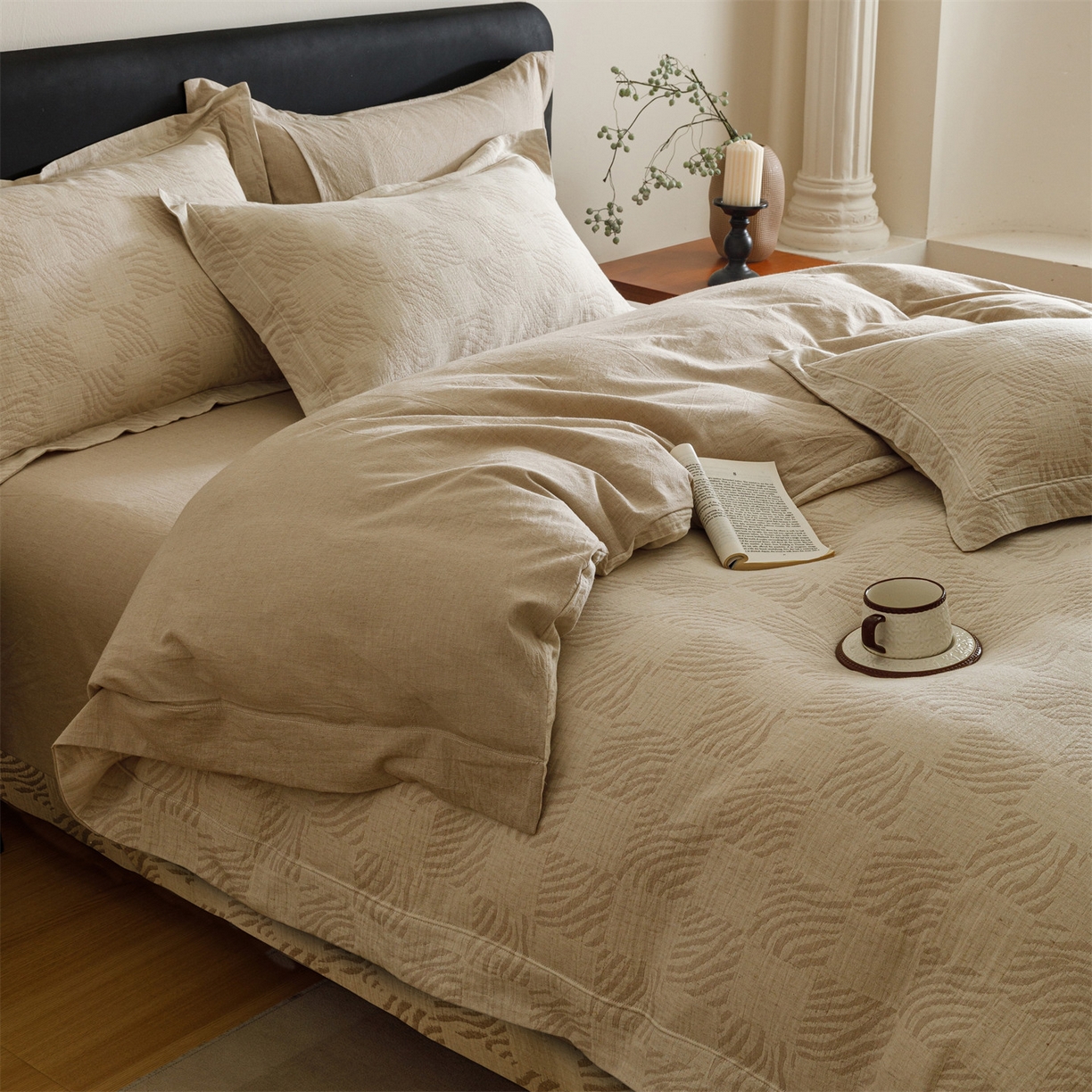 瑞米家居 2026新款埋绳款棉麻四件套-简物纯质 简物纯质-卡其
