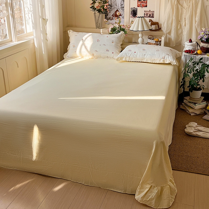 91家纺网 家纺一手货源 找家纺 （总）仟网汇 2026新款彩色花边木棉皱皱纱夏被夏凉被空调被四件套