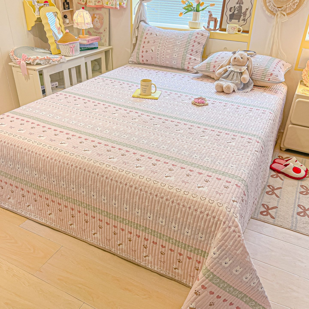 欧妮家纺 2026新款A类云感双层纱夏被单床盖 小狗日记