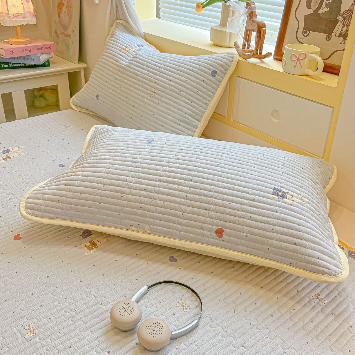 91家纺网 家纺一手货源 找家纺 欧妮家纺 2026新款A类云感双层纱夏被单床盖 兔眠