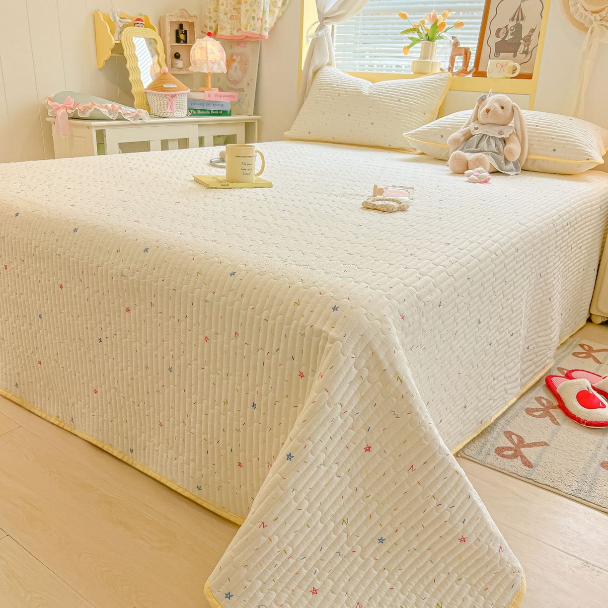 91家纺网 家纺一手货源 找家纺 欧妮家纺 2026新款A类云感双层纱夏被单床盖 织梦