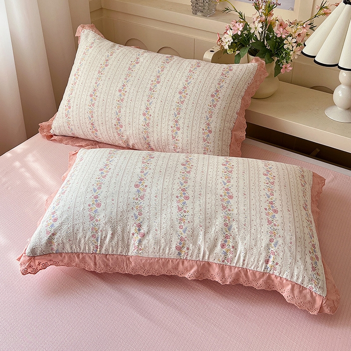 91家纺网 家纺一手货源 找家纺 仟网汇 2026新款彩色花边木棉皱皱纱夏被夏凉被空调被四件套 扶摇