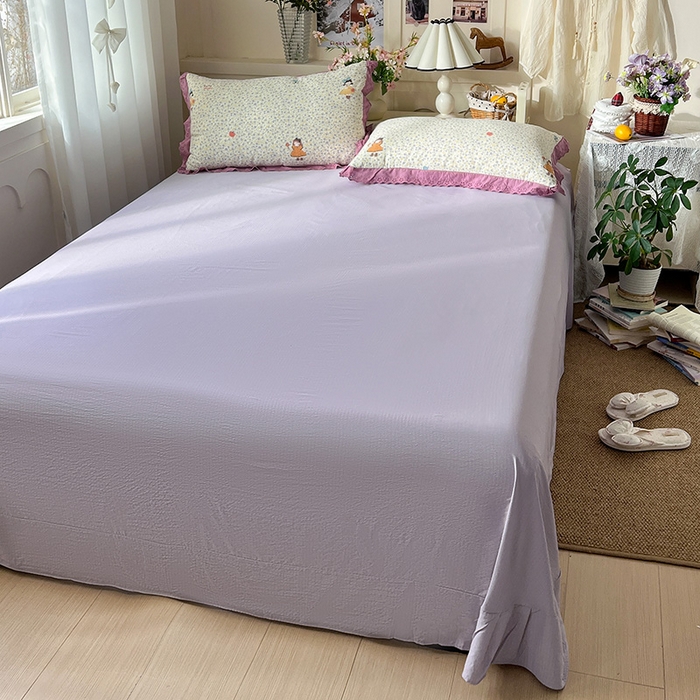 91家纺网 家纺一手货源 找家纺 仟网汇 2026新款彩色花边木棉皱皱纱夏被夏凉被空调被四件套 花间女孩