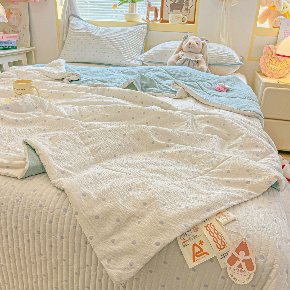 91家纺网 家纺一手货源 找家纺 （总）欧妮家纺 2026新款A类云感双层纱夏被床盖四件套