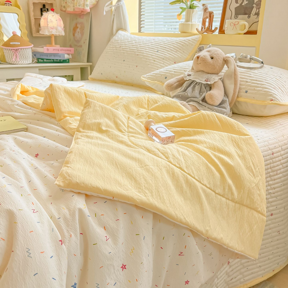 91家纺网 家纺一手货源 找家纺 欧妮家纺 2026新款A类云感双层纱夏被床盖四件套 织梦