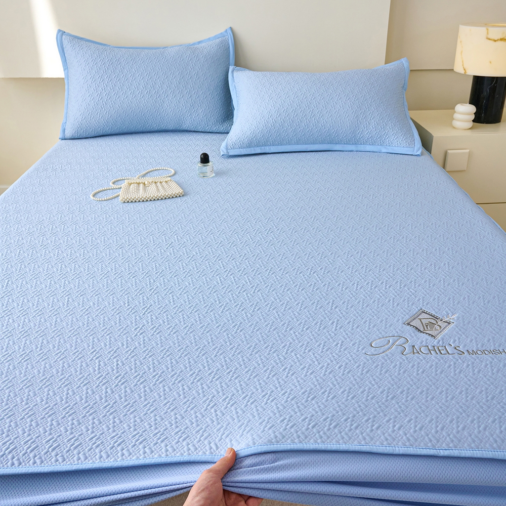 91家纺网 家纺一手货源 找家纺 欧妮家纺 2026新款A类凉感豆豆席席子凉席-床笠款 床笠款-乐享生活蓝