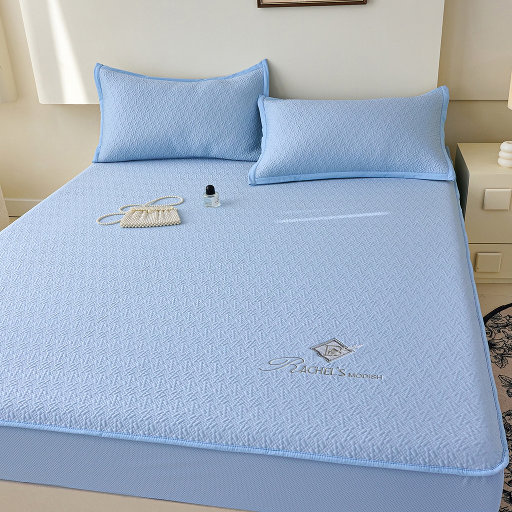 91家纺网 家纺一手货源 找家纺 欧妮家纺 2026新款A类凉感豆豆席席子凉席-床笠款 床笠款-乐享生活蓝