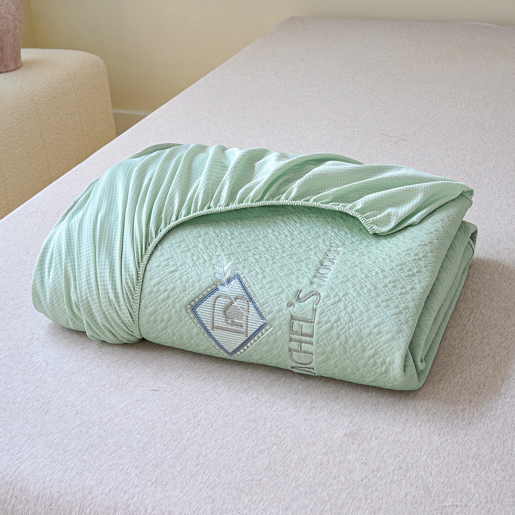 91家纺网 家纺一手货源 找家纺 欧妮家纺 2026新款A类凉感豆豆席席子凉席-床笠款 床笠款-乐享生活绿