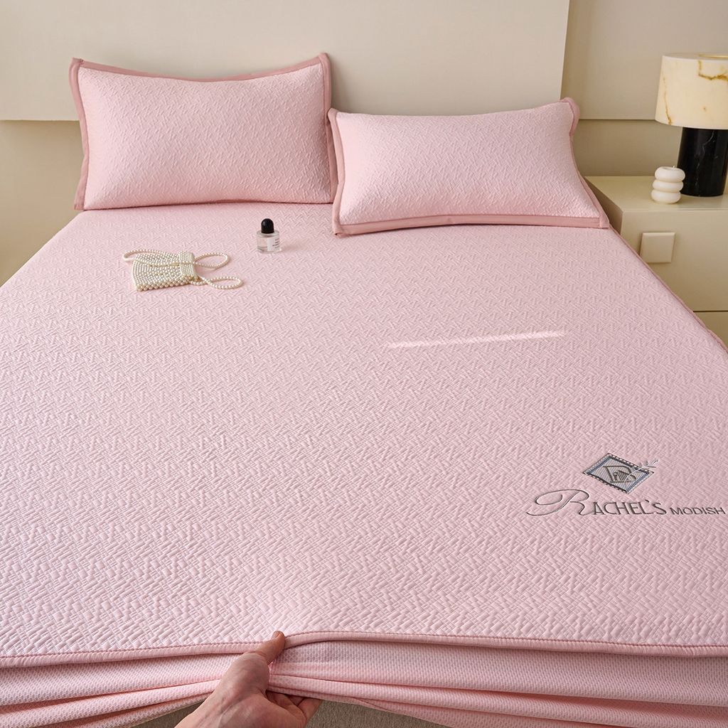 91家纺网 家纺一手货源 找家纺 欧妮家纺 2026新款A类凉感豆豆席席子凉席-床笠款 床笠款-乐享生活粉