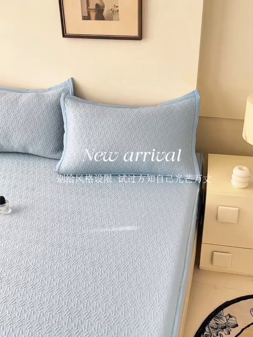 91家纺网 家纺一手货源 找家纺 欧妮家纺 2026新款A类凉感豆豆席席子凉席-床笠款 床笠款-乐享生活蓝