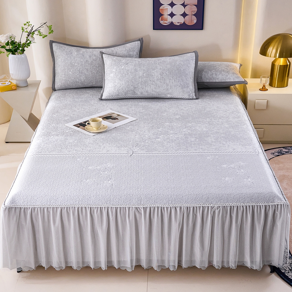 91家纺网 家纺一手货源 找家纺 （总）欧妮家纺 2026新款A类凉感豆豆席床裙款空调凉席-席子