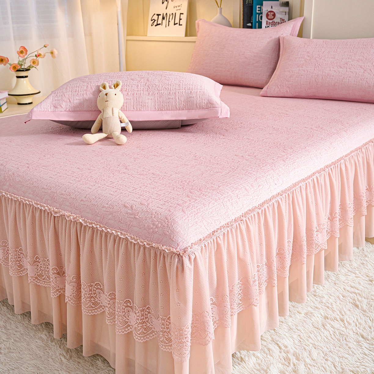 91家纺网 家纺一手货源 找家纺 （总）欧妮家纺 2026新款A类凉感豆豆席床裙款空调凉席-席子