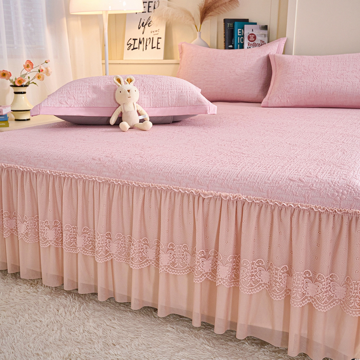 91家纺网 家纺一手货源 找家纺 （总）欧妮家纺 2026新款A类凉感豆豆席床裙款空调凉席-席子