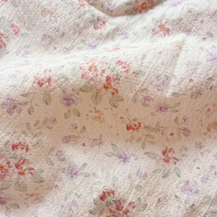 91家纺网 家纺一手货源 找家纺 仟网汇 2026新款彩色花边木棉皱皱纱夏被夏凉被空调被四件套 樱花季