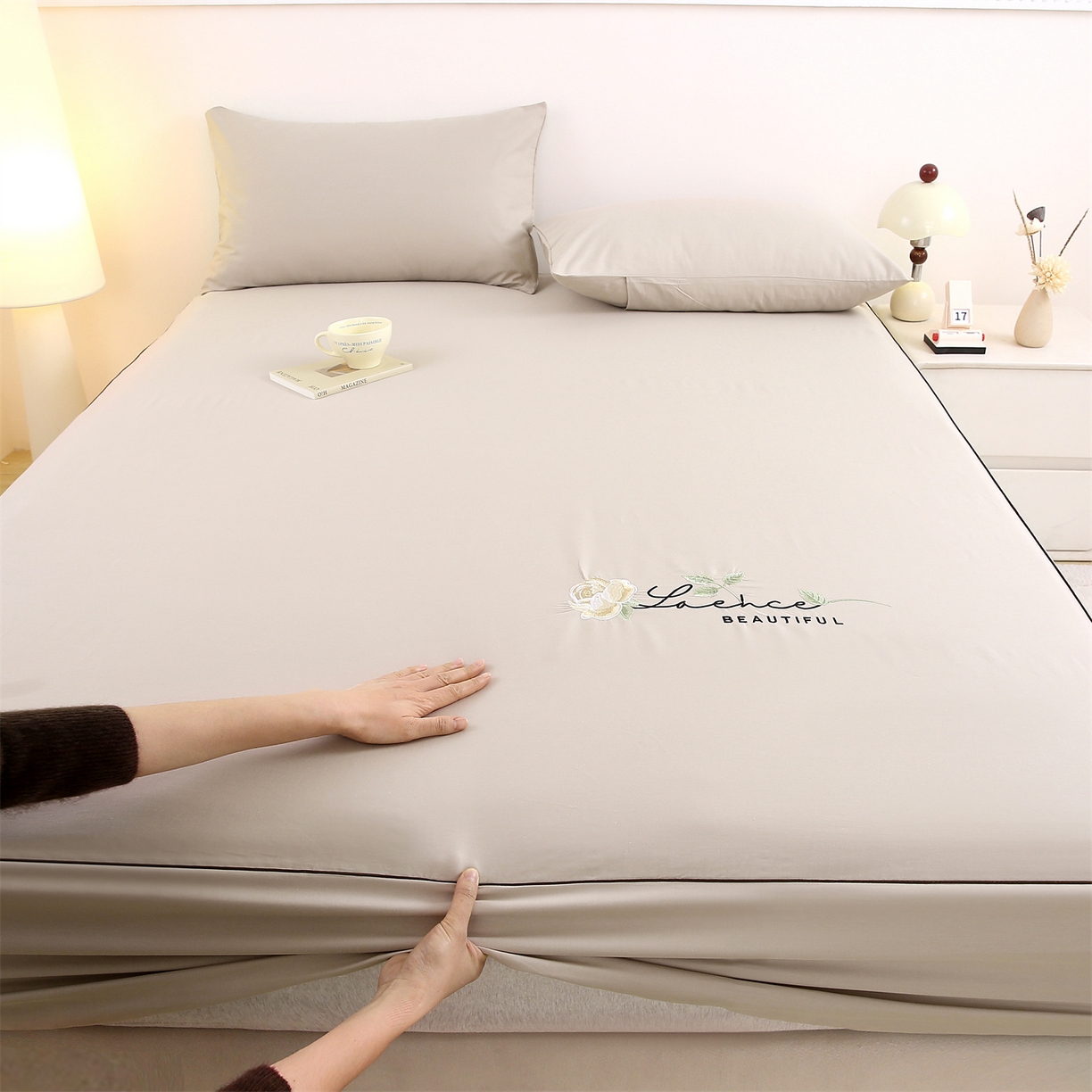 91家纺网 家纺一手货源 找家纺 （总）欧妮家纺 2026新款全棉纯棉斜纹刺绣单床笠三件套