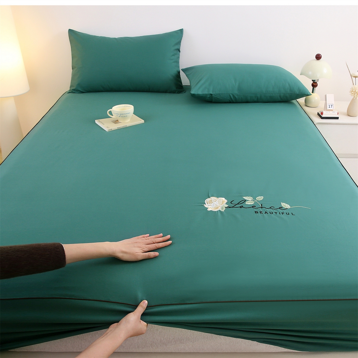 91家纺网 家纺一手货源 找家纺 （总）欧妮家纺 2026新款全棉纯棉斜纹刺绣单床笠三件套