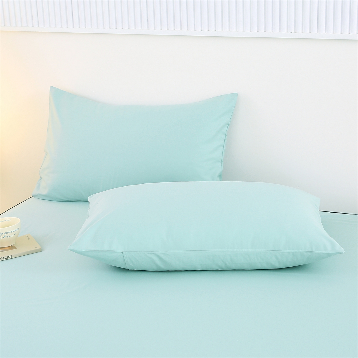 91家纺网 家纺一手货源 找家纺 欧妮家纺 2026新款全棉纯棉斜纹刺绣单床笠三件套 一见倾心-蒂芙尼蓝