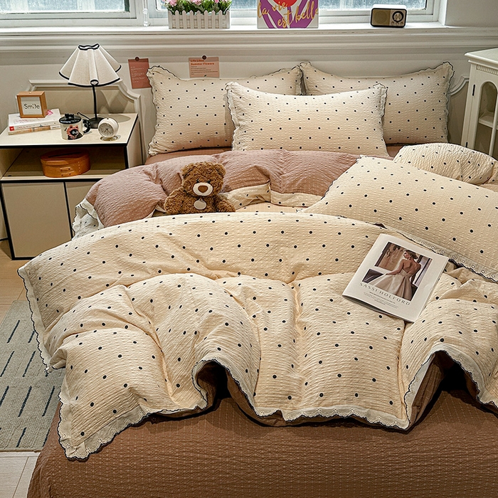 91家纺网 家纺一手货源 找家纺 （总）仟网汇 2026新款法式花边泡芙纱四件套