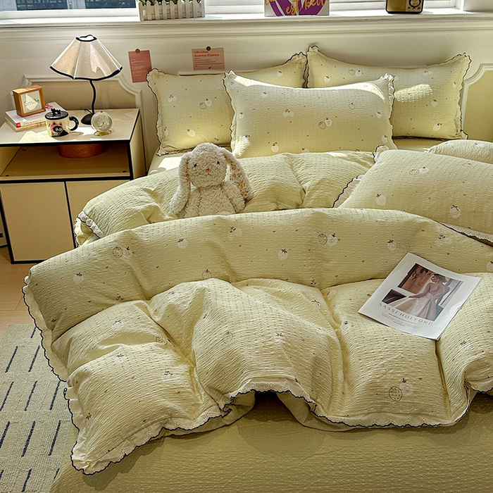 91家纺网 家纺一手货源 找家纺 （总）仟网汇 2026新款法式花边泡芙纱四件套