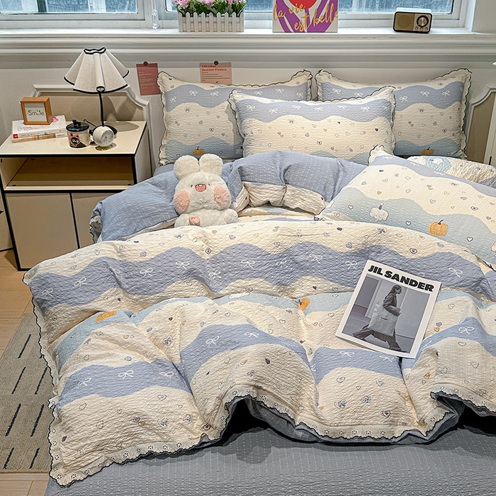 91家纺网 家纺一手货源 找家纺 （总）仟网汇 2026新款法式花边泡芙纱四件套