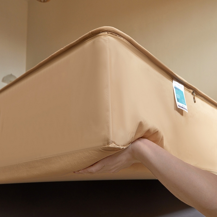 91家纺网 家纺一手货源 找家纺 欧妮家纺 2026新款六面全包夹棉床笠-席梦思保护套 六面全包-卡其色